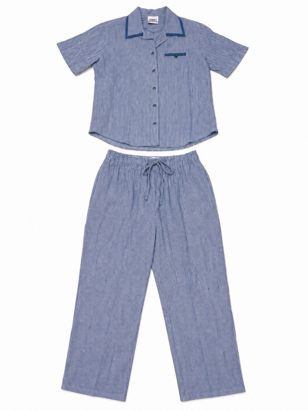 Koret City Blues Women’s Medium 2 Piece Blue Check Shirt Pants Set